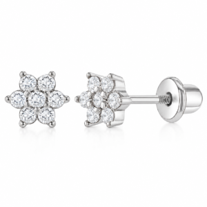 Aros Flor Circonita con tope rosca