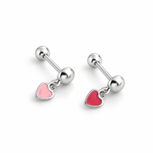 Aros Corazón Esmaltado Colgante con tope rosca